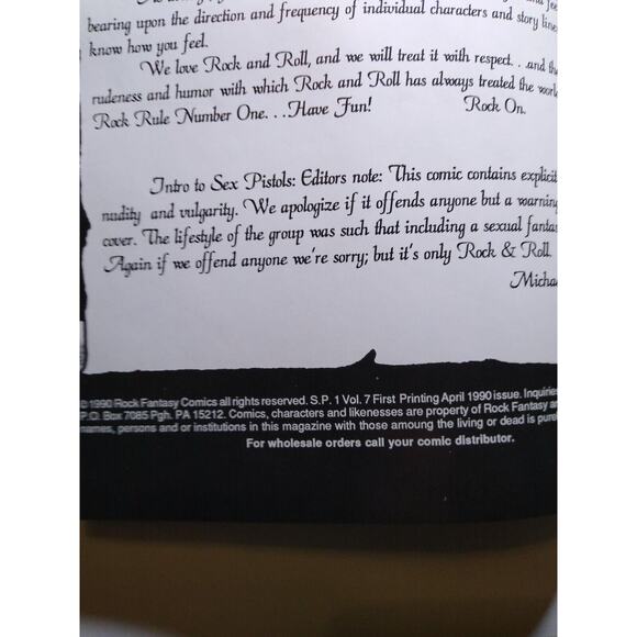 Sex Pistols Punk Rock Fantasy Comic July 1990 Johnny Rotten Sid Vicious UNUSED - Picture 5 of 10